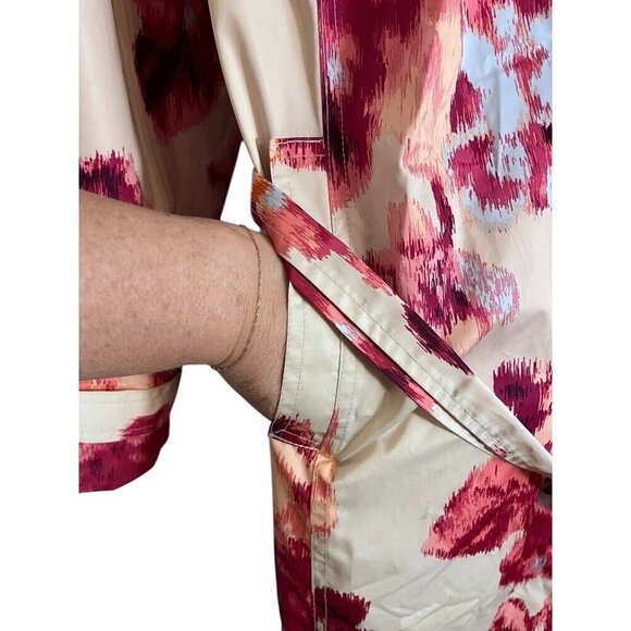 Chicos Jacket Women 2XL Pink Trench Raincoat Knee Length Tie Dye Neutral Artsy - Picture 5 of 15